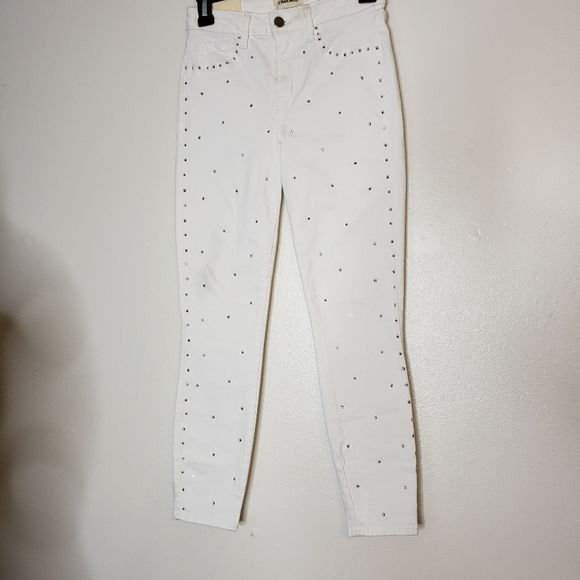 NEW L'AGENCE Margot Hi Rise Skinny Jeans Crystals Rhinestones Ankle Luxury Chic - Picture 9 of 14